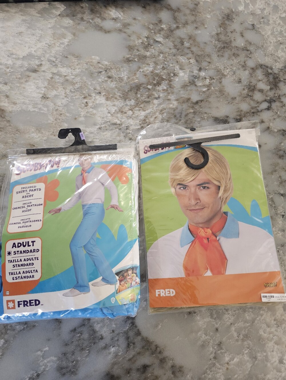 Scooby Doo Fred Costume and Wig Halloween Party Standard Adult Size Up To 42